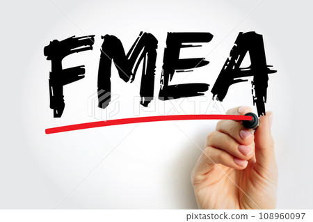 FMEA - Failure Modes and Effects Analysis acronym, business concept for presentations and reports 108960097