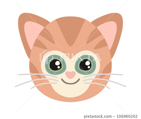Red cat. Pet avatar. Vector cute isolated illustration. 108960202