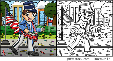 Memorial Day Cadet Marching Drum Illustration Memorial Day Cadet Marching Drum Illustration 108960316