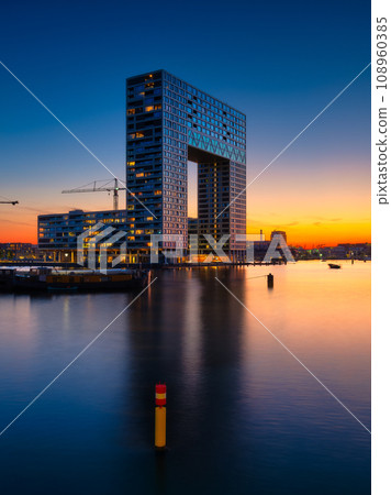 Amsterdam, Netherlands. A cityscape in the evening. 108960385