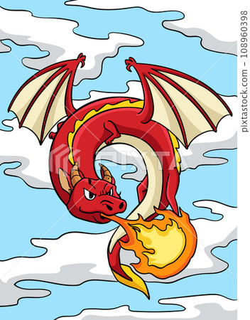 Knight Dragon Colored Cartoon Illustration 108960398