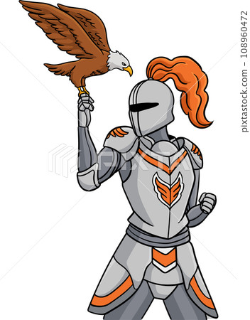 Knight with an Eagle Cartoon Colored Clipart Knight with an Eagle Cartoon Colored Clipart 108960472
