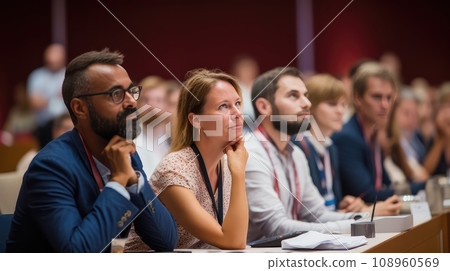 An international business conference photo realistic illustration - Generative AI. An international business conference photo realistic illustration - Generative AI. 108960569