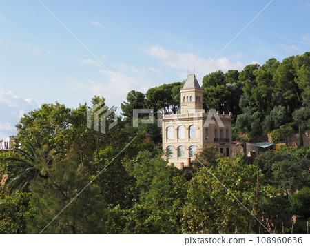 Historical building at park guell in European city of Barcelona in Spain 108960636