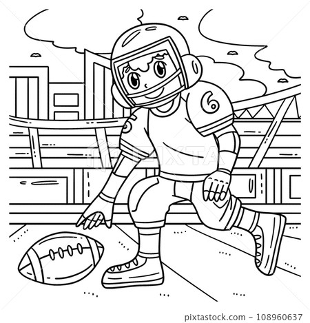 American Football Player Picking Up Ball Coloring American Football Player Picking Up Ball Coloring 108960637
