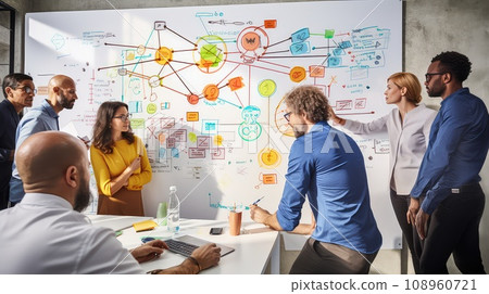 A lively office cartoon illustration - Generative AI. 108960721