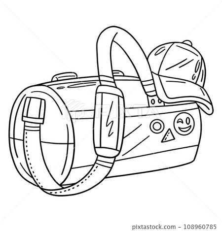 Sports Bag and Cap Isolated Coloring Page for Kids 108960785