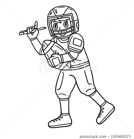American Football Player Holding a Ball Isolated  108960815