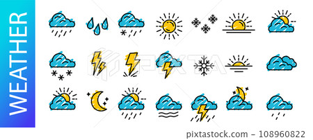 sun rain snow. moon cloud Luna. blue yellow sun rain snow. moon cloud Luna. blue yellow 108960822