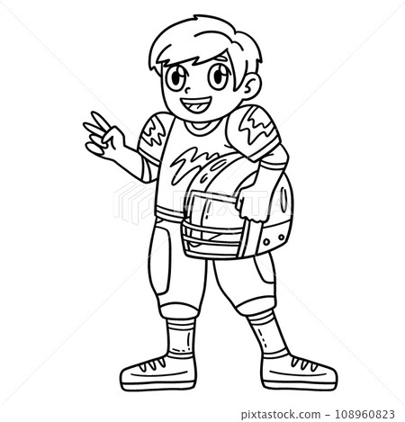 American Football Player Holding Helmet Isolated American Football Player Holding Helmet Isolated 108960823