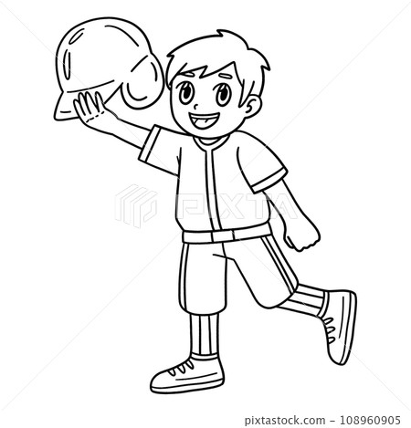 Boy Wearing Baseball Helmet Isolated Coloring Page Boy Wearing Baseball Helmet Isolated Coloring Page 108960905