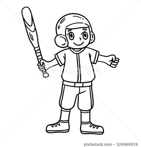 Boy Holding a Baseball Bat Isolated Coloring Page 108960919