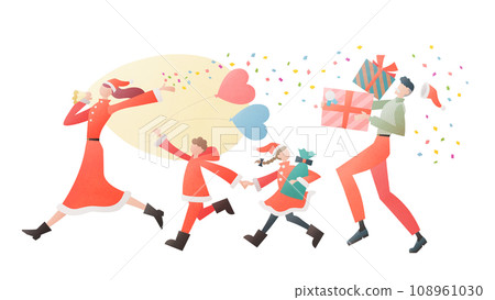 Stylish flat illustration of family dressed as Santa for Christmas 108961030