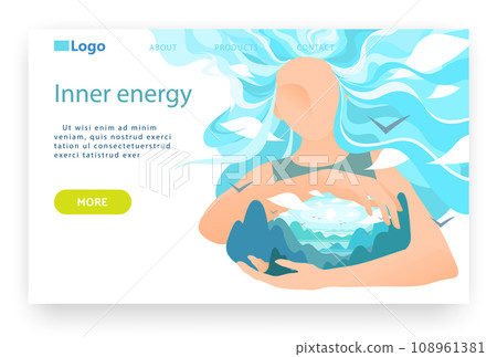 Subtle energy concept. Esoteric, human mind balance and enlightenment. Wellness, healthy lifestyle. Vector web site design template. Landing page website concept illustration. 108961381