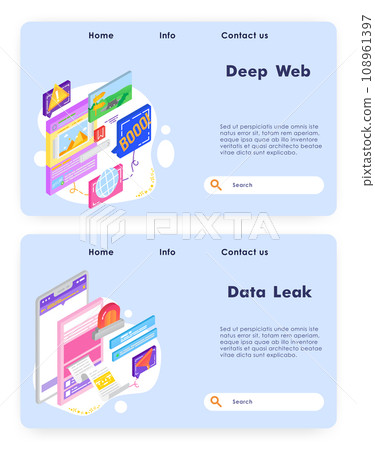 Online payment and financial bill. Deep web technology. Social media. Vector web site design template. Landing page website concept isometric illustration. Online payment and financial bill. Deep web technology. Social media. Vector web site design template. Landing page website concept isometric illustration. 108961397