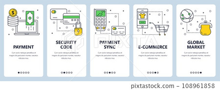 Vector modern thin line payment vertical web banner set 108961858