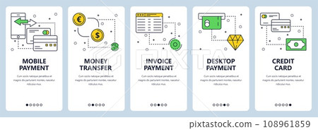 Vector modern thin line payment vertical web banner set 108961859