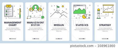 Vector modern thin line management chart vertical web banner set 108961860