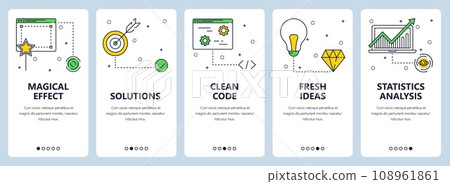 Vector modern thin line business vertical web banner set Vector modern thin line business vertical web banner set 108961861