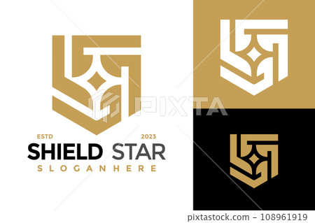 Luxury Shield Star Logo design vector symbol icon illustration 108961919