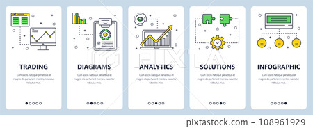 Vector modern thin line trading vertical web banner set Vector modern thin line trading vertical web banner set 108961929