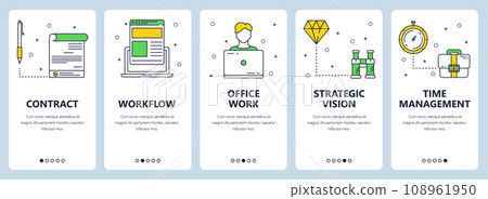 Vector modern thin line contract vertical web banner set Vector modern thin line contract vertical web banner set 108961950