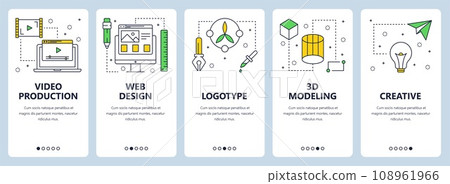 Vector modern thin line video production concept banner set 108961966