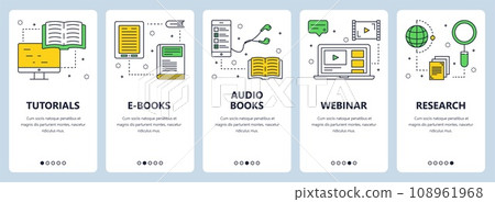 Vector modern thin line online tutorials concept banner set Vector modern thin line online tutorials concept banner set 108961968