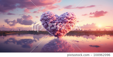 Cloud heart figure shape form in pastel and... - Stock Illustration ...