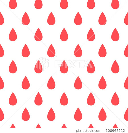 Blood drop seamless pattern. Menstruation, blood donation concept. Stock vector illustration isolated on white background in flat cartoon style. Blood drop seamless pattern. Menstruation, blood donation concept. Stock vector illustration isolated on white background in flat cartoon style. 108962212