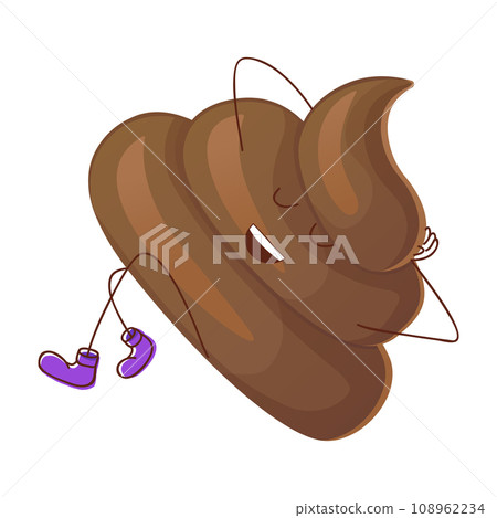 Poop ironic A self-assured character radiating satisfaction with life. Can be used for stickers. Stock vector illustration isolated on white background in flat cartoon style. 108962234