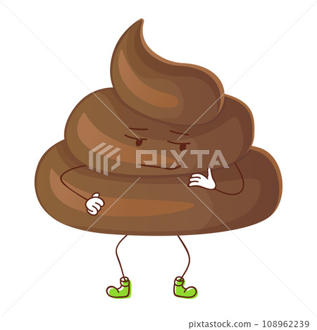 Poop ironic Self-confident character. Can be used for stickers. Stock vector illustration isolated on white background in flat cartoon style. 108962239
