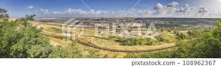 Panoramic image of the Garzweiler opencast coal mine in Germany Panoramic image of the Garzweiler opencast coal mine in Germany 108962367