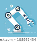 mechanical hand or Robotic arm,Industrial Ai robot manipulators,Application of artificial intelligence in controlling production lines,flat vector illustration. 108962434