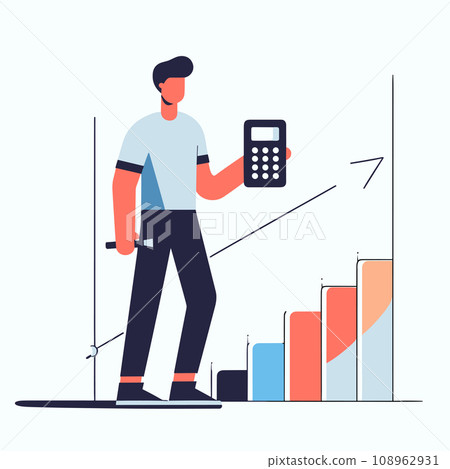 men's business ideas Running up graphs and numbers. Business style. Vector illustration. 108962931