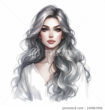 一個精緻美麗的女人的水彩插圖 108962996