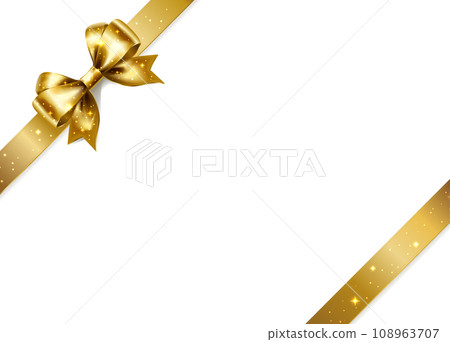 Sparkling satin ribbon (diagonal, gold) 108963707