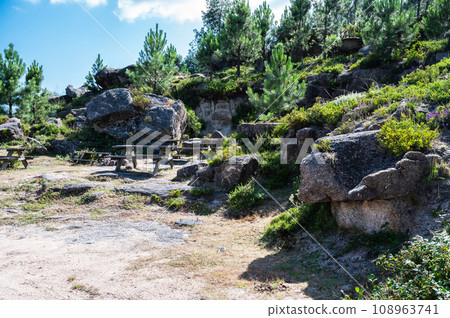 The viewpoint of Junceda, at an altitude of 915 meters, where entire valley of the Geres river can be seen, mountains on the background The viewpoint of Junceda, at an altitude of 915 meters, where entire valley of the Geres river can be seen, mountains on the background 108963741