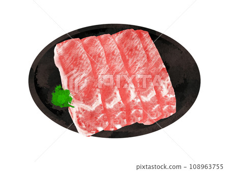 Illustration of sukiya and yakiniku painted in watercolor 108963755