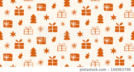 Christmas Gifts Seasonal Vector Seamless Pattern  108963796