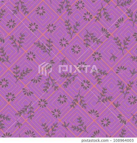 Seamless daisy floral pattern. Decorative background watercolor style. Grunge vector illustration.  108964003