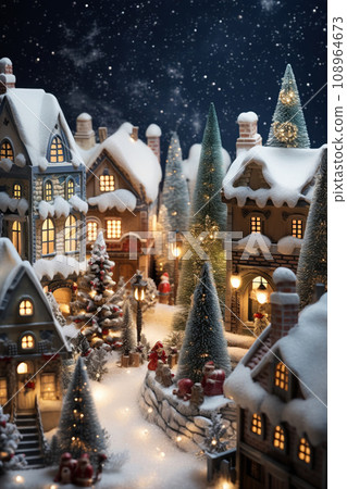 Street in a Christmas night in an old town 108964673