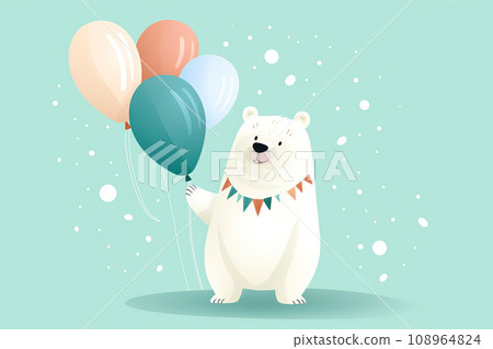 Cute Bear with balloons 108964824