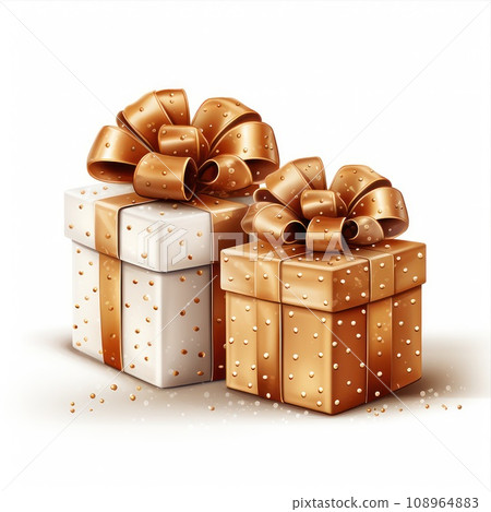 Gift box isolated on white background. Packaging with bow and ribbon. Gift box isolated on white background. Packaging with bow and ribbon. 108964883