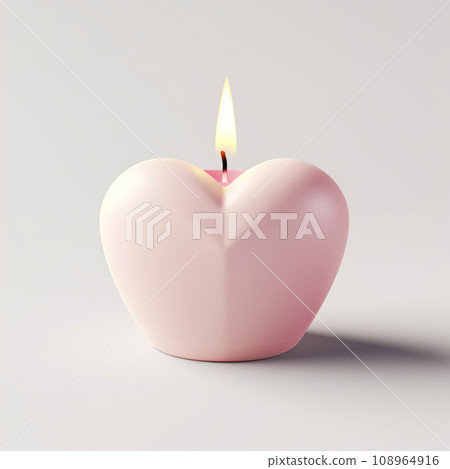 Festive candle with heart isolated on white background. Valentine's Day Festive candle with heart isolated on white background. Valentine's Day 108964916