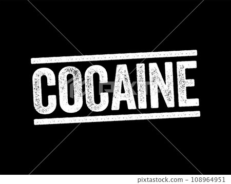 Cocaine is a stimulant drug obtained from the leaves of two coca species, text stamp concept background 108964951