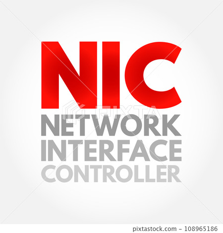 NIC - Network Interface Controller is a computer hardware component that connects a computer to a computer network, acronym text concept background 108965186