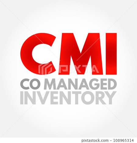 CMI Co Managed Inventory - business arrangement made between the supplier and the customer, acronym text concept background 108965314