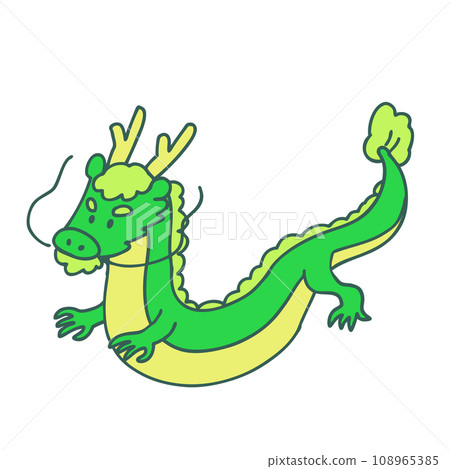 簡單的綠色變形龍的插圖 108965385