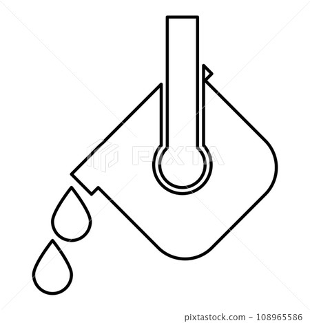 Crucible molten metal poured from ladle melting iron metallurgical foundry industry concept metal casting process contour outline line icon black color vector illustration image thin flat style 108965586